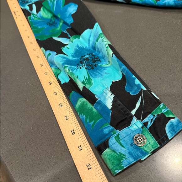 French Laundry Teal Floral Jean Jacket - Picture 6 of 12